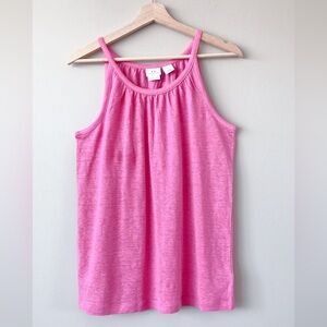 Halston 100% linen tank top pink shirt lightweight top women’s small